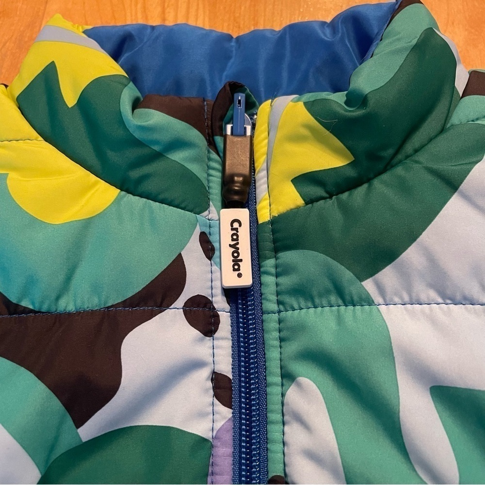 Crayola kids puff reversible vest multi and a solid blue - Picture 2 of 7